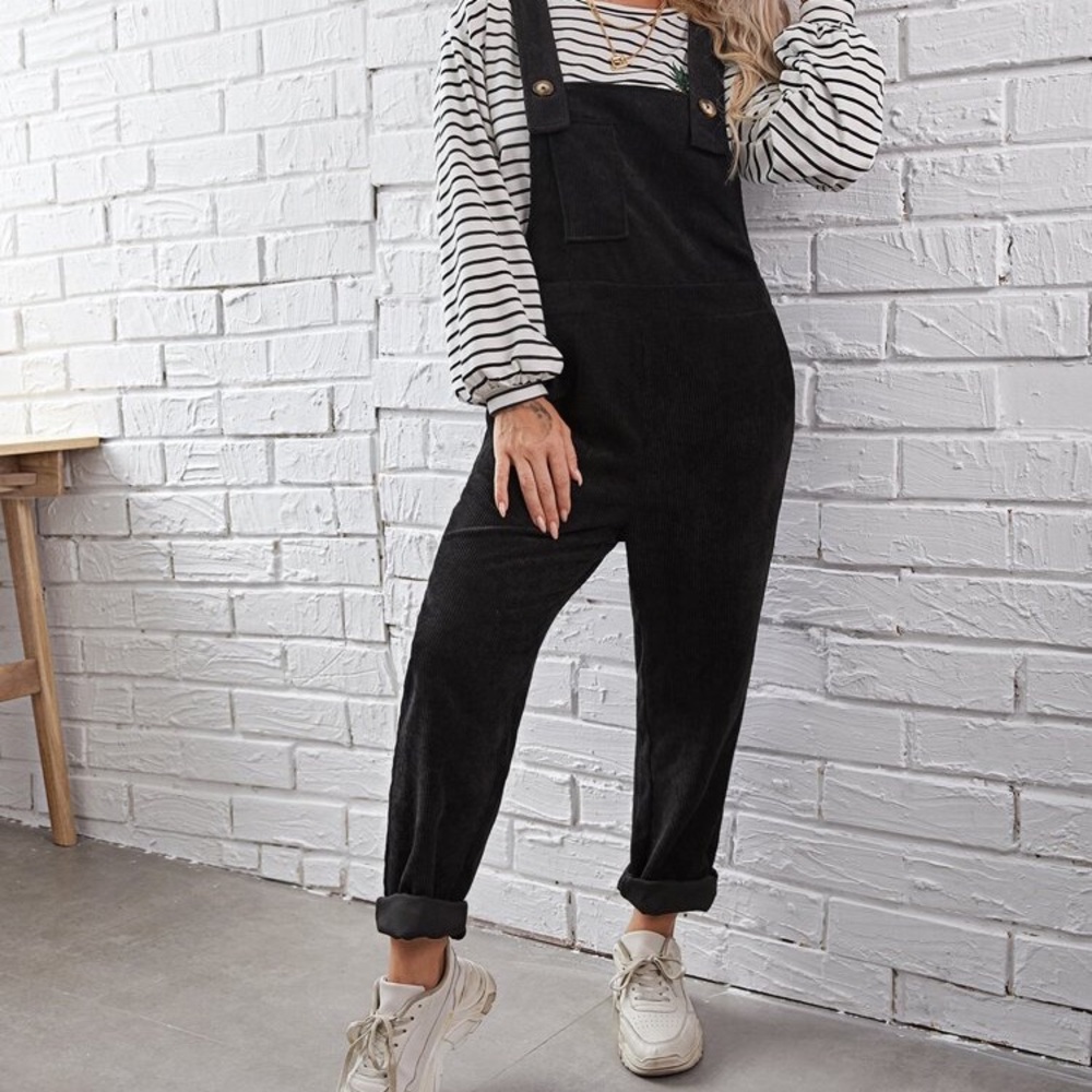 Shein Women’s Black Corduroy Overalls